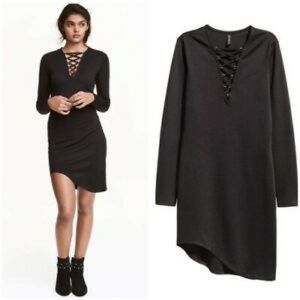H&M Asymmetrical Black Lace-up Dress